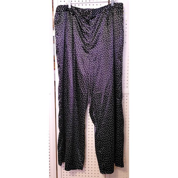 Forever 21 Pants 3X Black White Polka Dot Satin Elastic Waist Glam Flare Skater - Picture 2 of 9